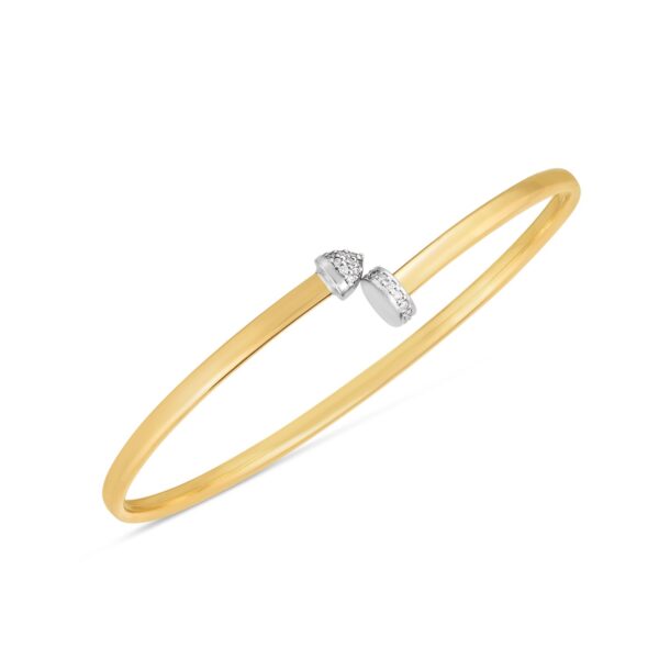 14k Two Tone Gold Diamond Hardware Bangle (3.00 mm) - Two-Tone Gold, J - alternate view 2
