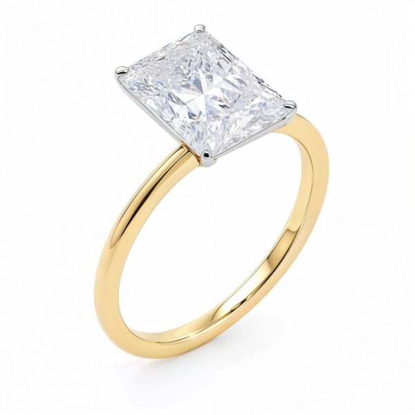 5 Carat Radiant Lab Grown IGI G/VS1 Diamond Solitaire Ring in 10K Yellow Gold - alternate view 2
