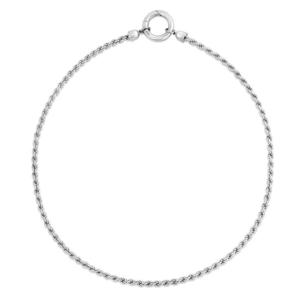 Sterling Silver Rhodium Plated Fancy Push Lock Rope Necklace - alternate view 2