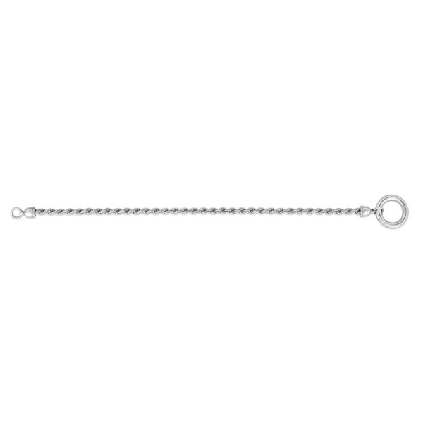 Sterling Silver Rhodium Plated Fancy Push Lock Rope Necklace - alternate view 3
