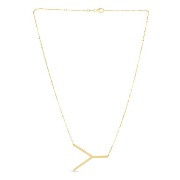 14K Yellow Gold Yours Truly Large Initial Y Necklace - alternate view 2