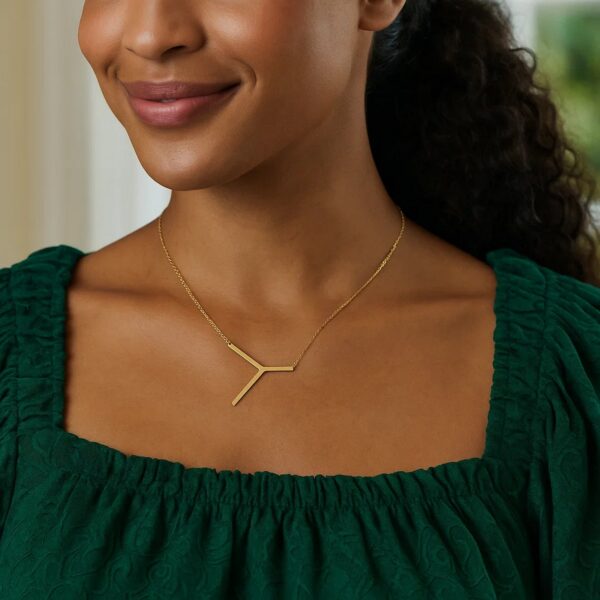 14K Yellow Gold Yours Truly Large Initial Y Necklace - alternate view 3