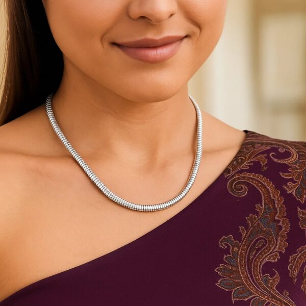 Sterling Silver Rhodium Plated Tubogas Fancy Necklace - alternate view 5