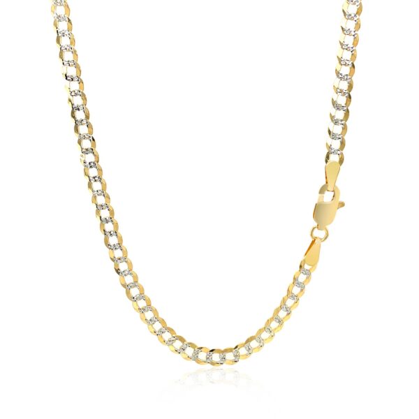14k Two Tone Gold Pave Curb Chain (3.60 mm) - Two-Tone Gold - alternate view 2