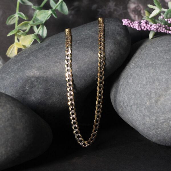 14k Two Tone Gold Pave Curb Chain (3.60 mm) - Two-Tone Gold - alternate view 4