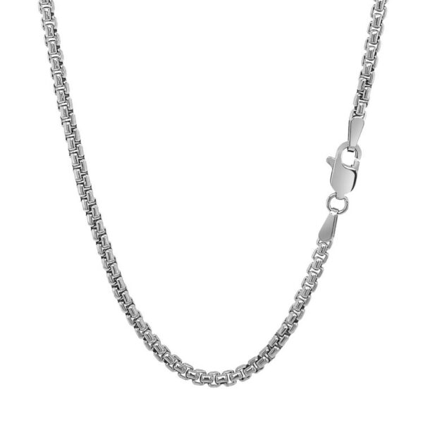 14k White Gold Solid Round Box Chain (2.5 mm) - alternate view 3