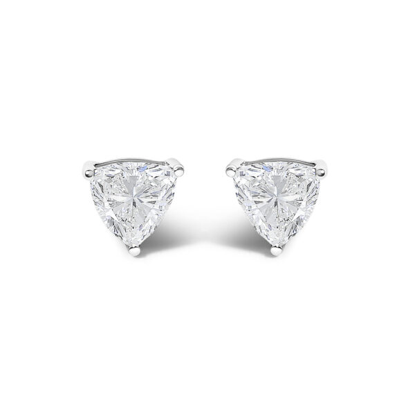 14K White Gold 1/2 Cttw Lab Grown Trillion Cut Solitaire Diamond Stud Earrings