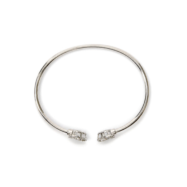 .925 Sterling Silver Diamond Accent Love Knot Flexy Open Bangle Bracelet - alternate view 3
