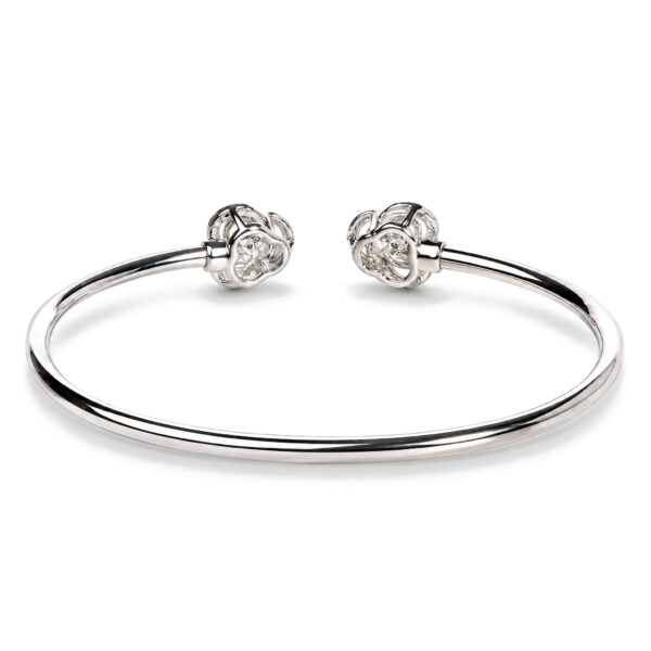 .925 Sterling Silver Diamond Accent Love Knot Flexy Open Bangle Bracelet - alternate view 4