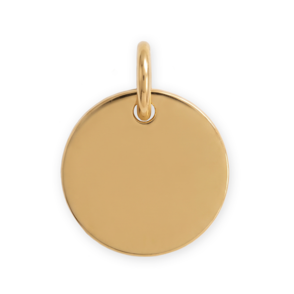 18 Karat Gold PVD Stainless Steel 13mm Round Tag Charm
