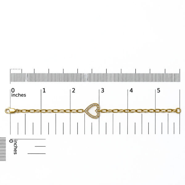 Yellow Gold Vermeil Diamond Accent Open Heart Link Bracelet - Sterling Silver - alternate view 4